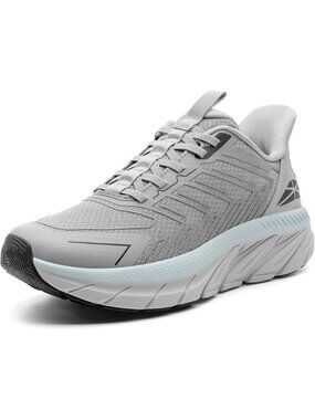 Women's Grey Slip On Walking Shoes Running Comfortable Breathable Sneakers